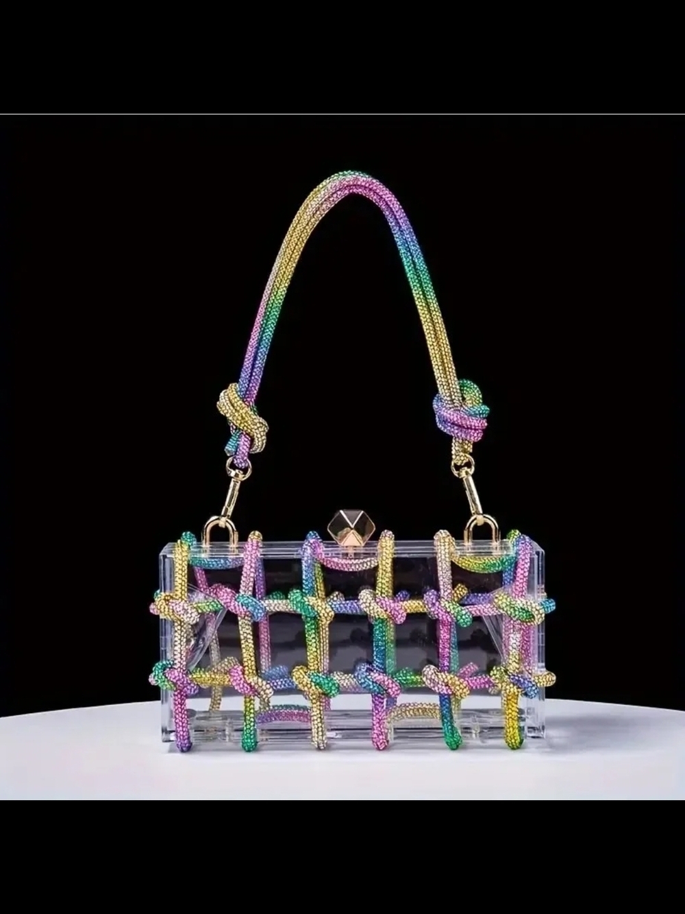 Rainbow Crystal Knot Acrylic Shoulder Bag - Picture 1 of 1
